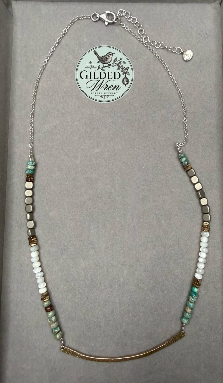 Potentially Unreleased Silpada Sample Mixed Bead Curved Bar Necklace